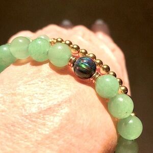Green Aventurine Gemstone & Black Fire Opal beaded bracelets